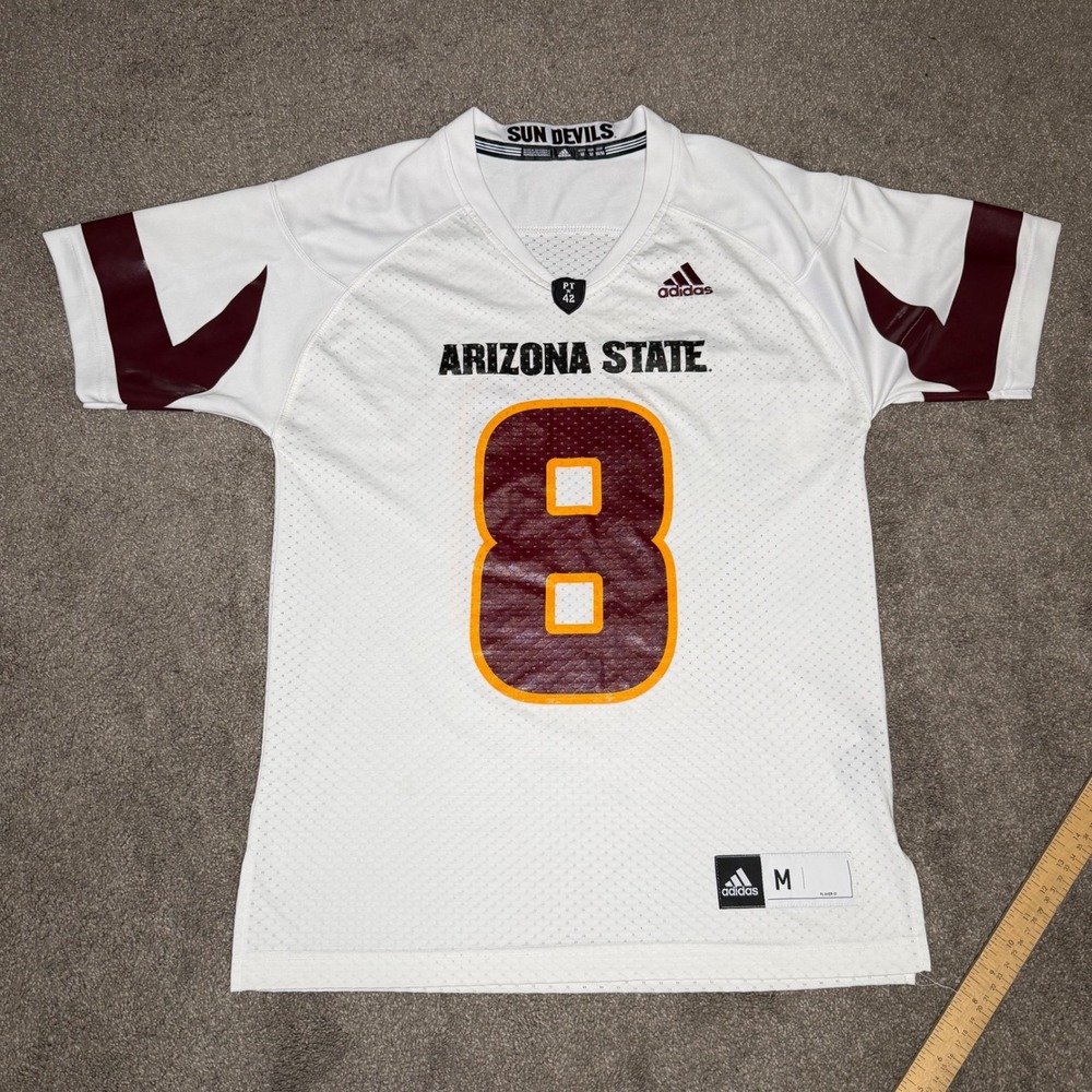 Arizona State Sun Devils #8 Adidas Jersey‎ NCAA Football White Mens M